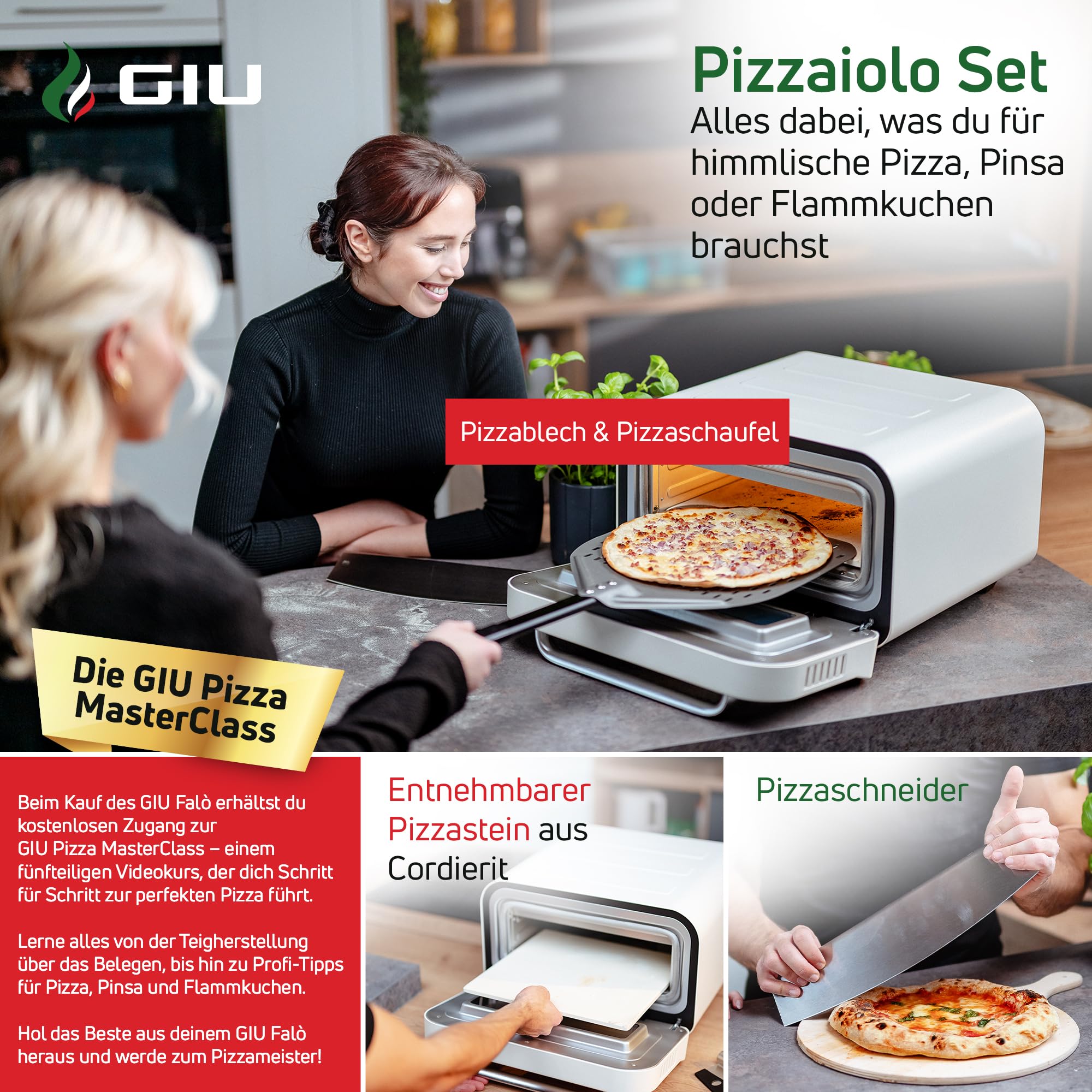 Elektrischer Pizzaofen - Starker Elektro-Ofen fรผr neapolitanische Pizza | Backofen, Pizzaofen, elektrisch, Electric Oven | รber 400 Grad FusionHeat-Tech | Genieรe Steinofen-Geschmack Zuhause | GIU